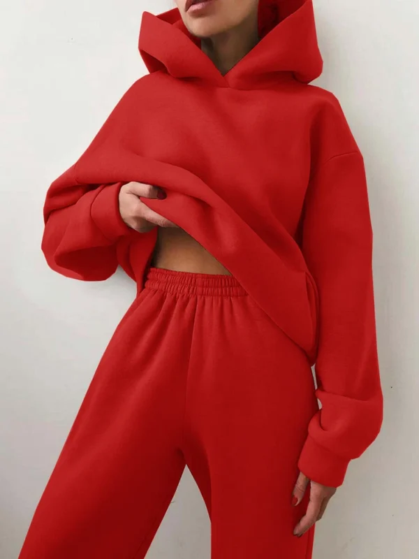 Women's casual long sleeve hoodie pant suit - Image 3