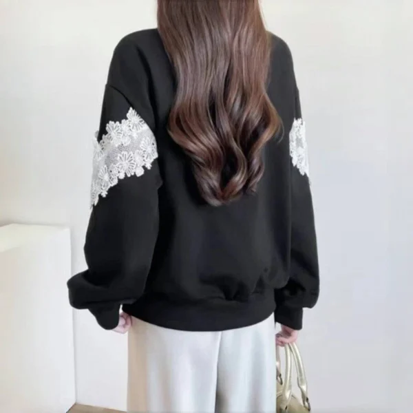 Splicing lace contrasting loose shirt top women - Image 17