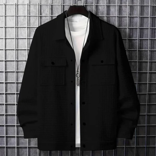 Men's casual jacquard loose coat shirt - Image 13