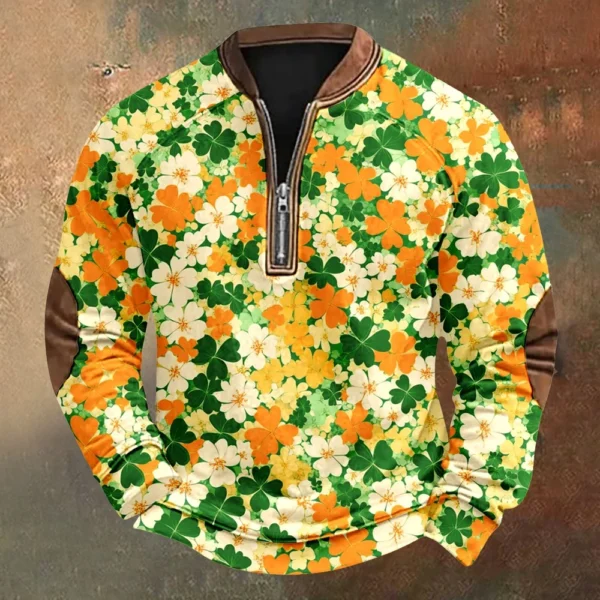 Men's St. Patrick's Day Vintage Casual Zip Sweatshirt Outdoor Casual Top - Image 28