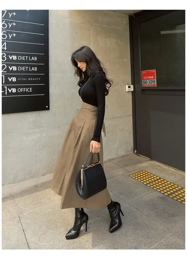 Bow hem skirt slim waist long skirt - Image 13