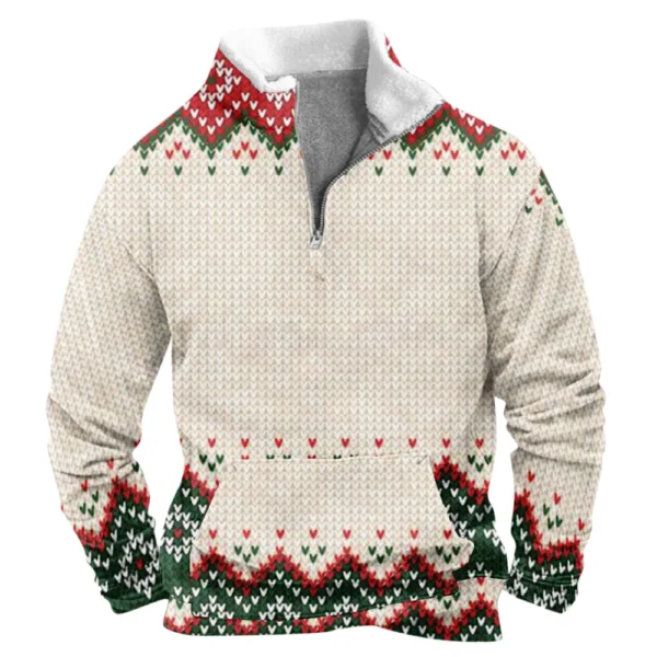 Men's  Loose Casual Fashion Stand Collar Half-Zip Hoodless Sweatshirt - Image 7