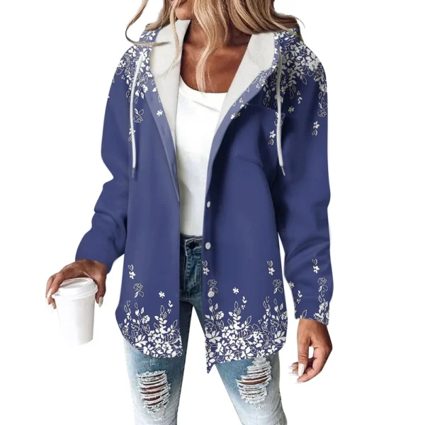 Women's Coat Casual And Fashionable Composite Thick And Warm Printed Hooded - Image 6