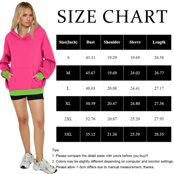 Womens Oversized Sweatshirts Fleece Hoodies Long Sleeve Shirts Pullover Fall - Image 29