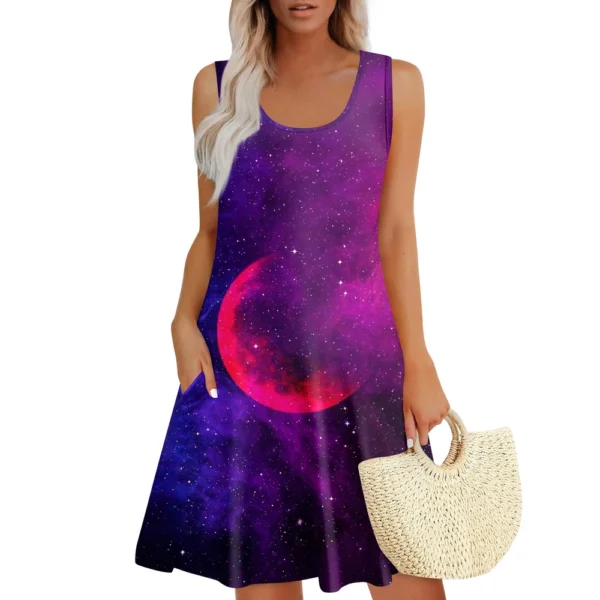 Womens Summer Dresses Easter Print  Loose U Neck Sleeveless Sundresses Dress - Image 3