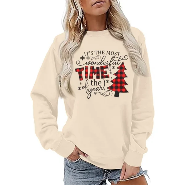 Women's Fashion Casual Round Neck Loose Long Sleeve Solid Color Sweatshirt - Image 22