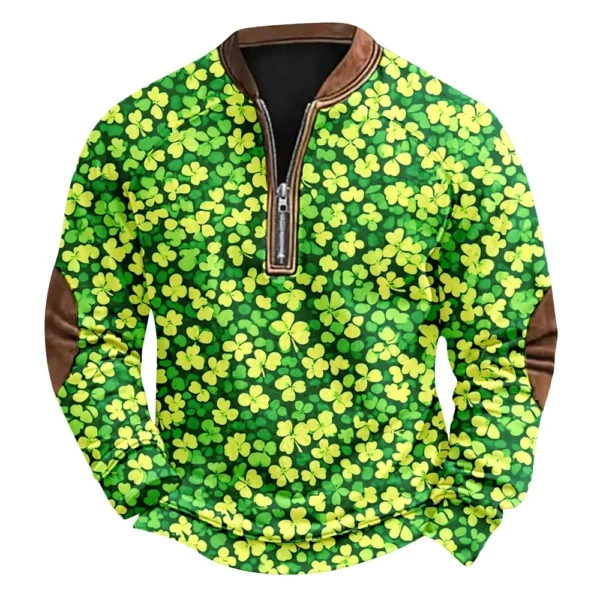 Men's St. Patrick's Day Vintage Casual Zip Sweatshirt Outdoor Casual Top - Image 23