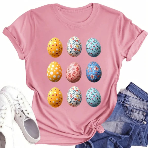 Women's Short Sleeved Casual Daily Round Neck Printed Fashion Loose T-Shirt - Image 2
