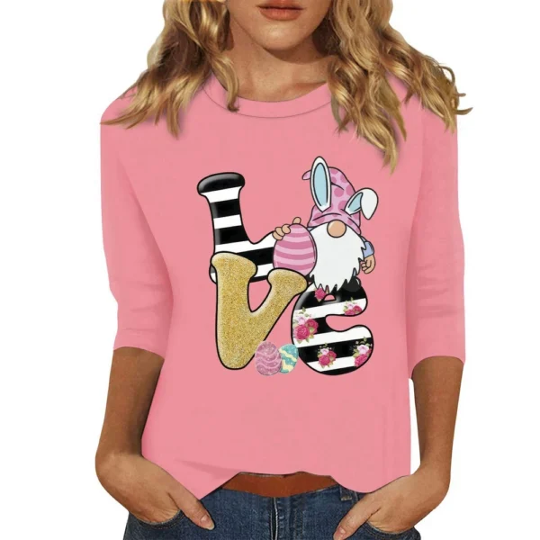 Women's Tops Fashion Plus Size Easter Basic Casual 3/4 Sleeve Printed Pullover - Image 8
