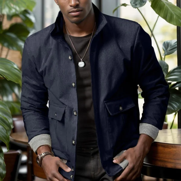 Men's Winter Corduroy Heavy Weight Long Sleeve Fashion Coat Workwear Jacket - Image 16