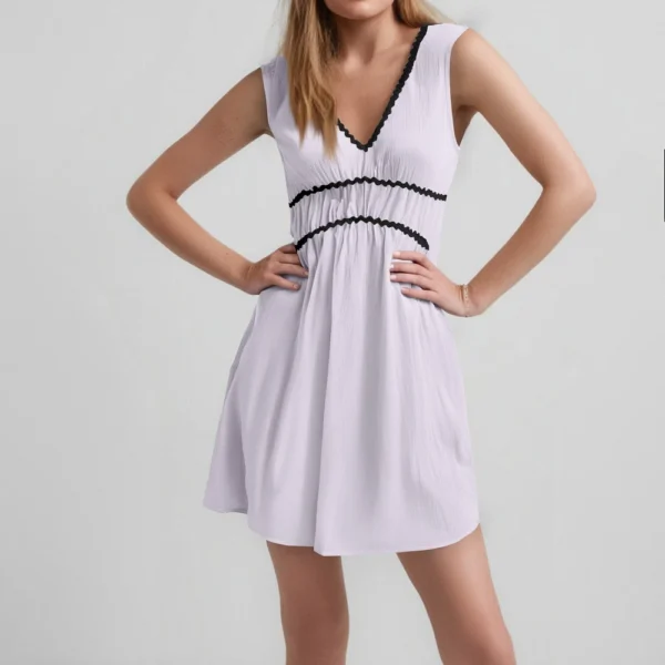 Women's Fashion Casual V-Neck Sleeveless Waist Splicing Dresses - Image 10