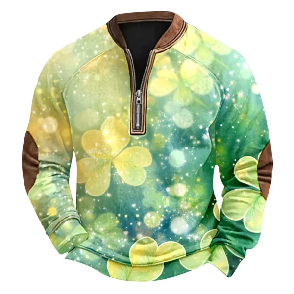 Men's St. Patrick's Day Vintage Casual Zip Sweatshirt Outdoor Casual Top - Image 11