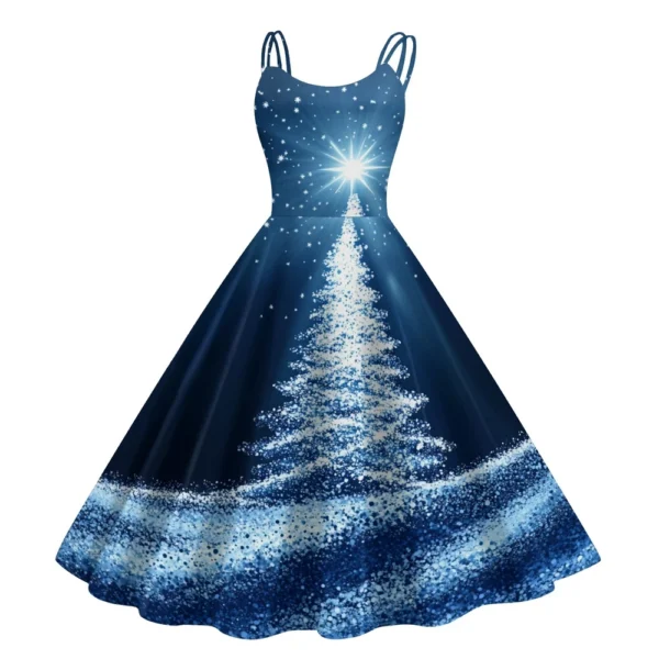 Women's Christmas Printed Punk Fashion Sexy Strapless Dress Gothic Cocktail - Image 10