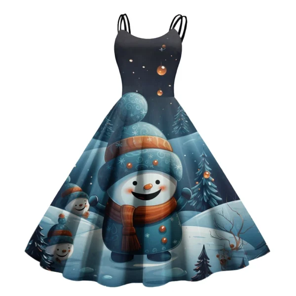 Women's Fashion Christmas Printed Sexy Strapless Gothic Cocktail Dress Punk, - Image 17