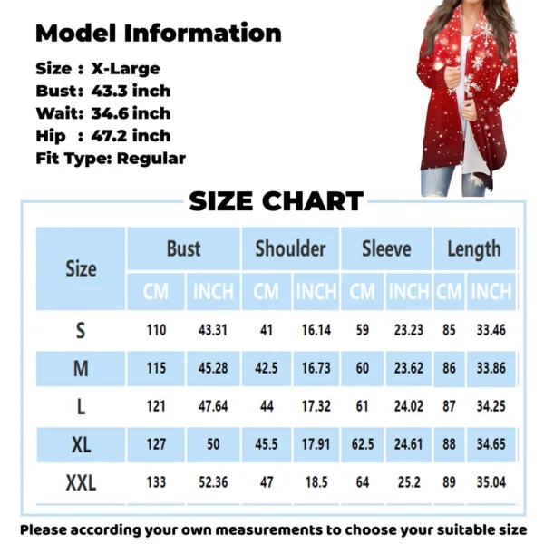 Women's Fashion Casual Christmas Print Mid-Length Cardigan Jacket - Image 38