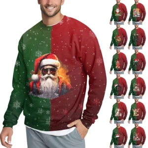 Men's Casual Fashion Comfortable Christmas Printed Round Neck Pullover