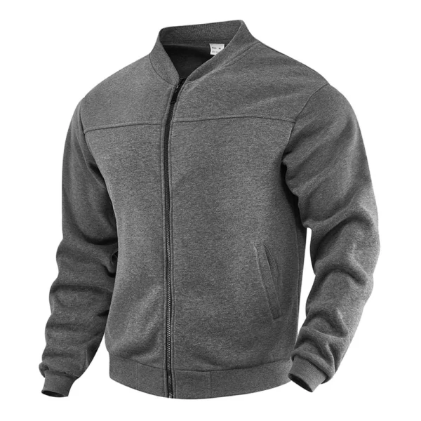 Men's New Solid Color Men's Hoodie Jacket Warm Plus Fleece Thick Jacket Casual - Image 8