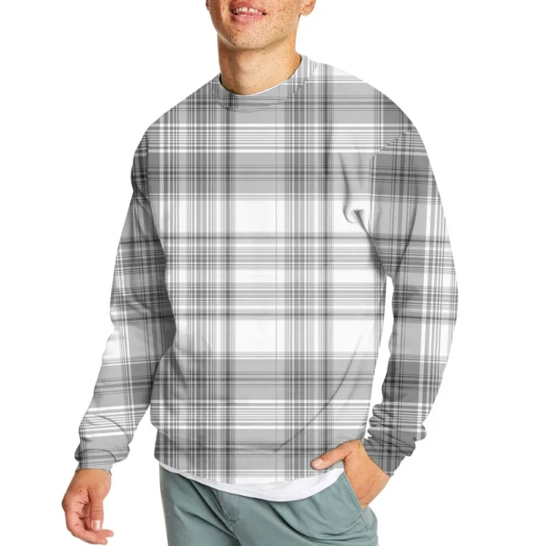 Men's Casual Fashion Comfortable Plaid Round Neck Pullover Sweatshirt Sweatshirt - Image 6