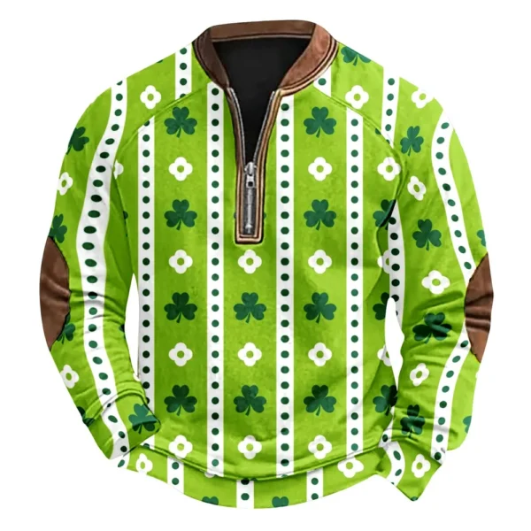 Men's St. Patrick's Day Vintage Casual Zip Sweatshirt Outdoor Casual Top - Image 26
