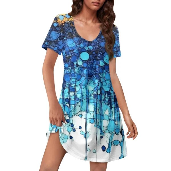 Women's Casual Sundress With Pockets Summer Boho Beach Dress Floral Blouses For - Image 20