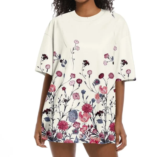 Shirt For Women's Fashion Casual Falling Shoulder Sleeves Round Neck Short - Image 9
