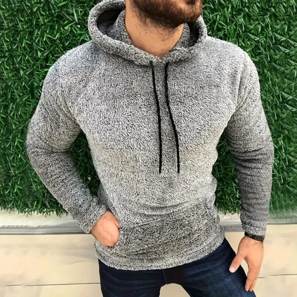 Men's Side Seam Pocket Hooded Lapel Solid Color Double-sided Velvet Hooded Long - Image 19