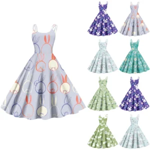 Women's  Casual Fashion Flower Print Sexy Off Shoulder Punk Retro Skirt