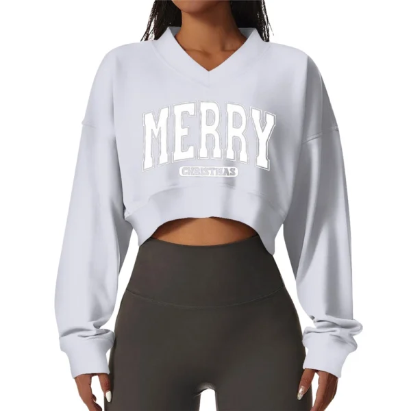 Women's Casual Fashionable Comfortable Padded V-Neck Christmas Printed Long - Image 41
