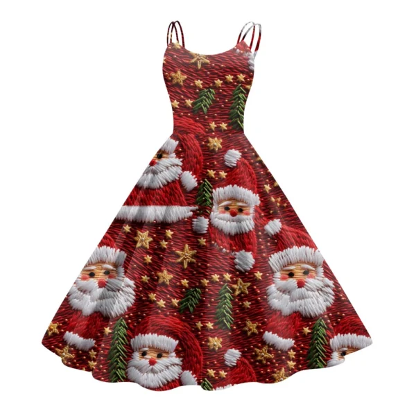 Women's Fashion Christmas Printed Sexy Strapless Gothic Cocktail Dress Punk, - Image 38