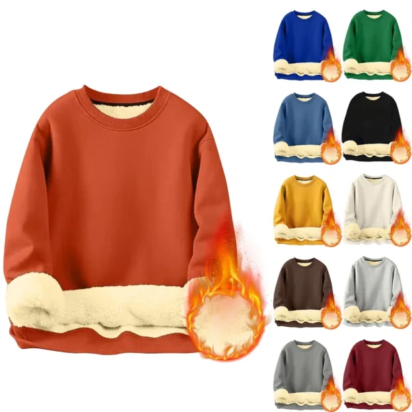 Men's Long Sleeve Fleece Casual Fuzzy Crewneck Pullover Warm Winter Sweatshirts