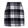 Womens High Waist Plaid Skirt Bodycon Pencil Wool Mini Skirts - Image 25