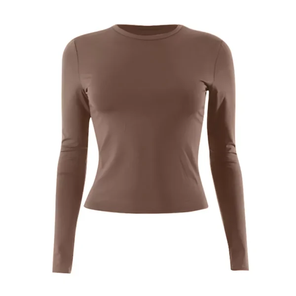 Women's Basic Long Sleeve Tops Slim Fit Stretchy Crew Neck T-Shirt Plain US - Image 5