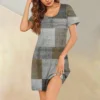 Womens Summer Dresses Short Sleeve Linen Casual T-Shirt Dresses Swing Beach - Image 25