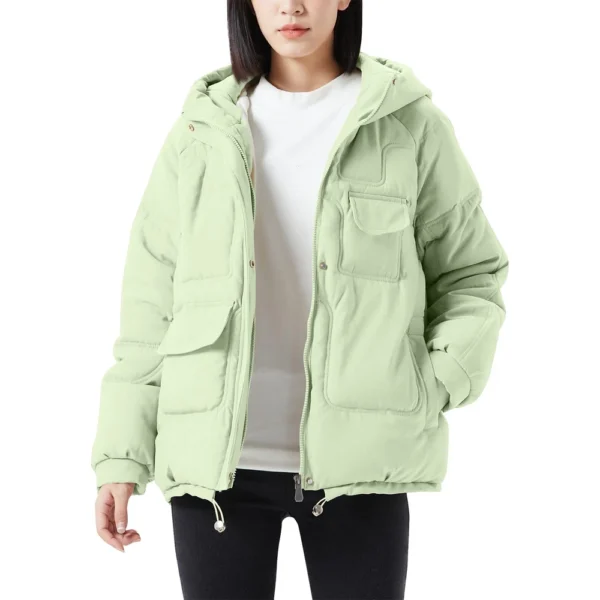 Women's Casual Warm Versatile Large Collar Solid Color Thickened Cotton Coat - Image 13