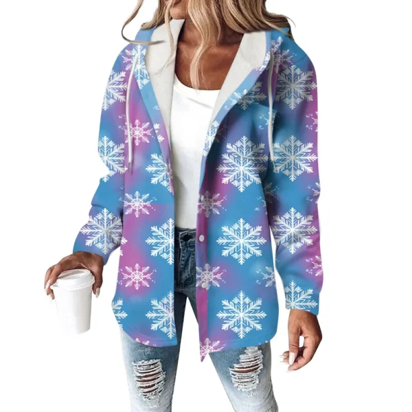 Women's Coat Casual And Fashionable Composite Thick And Warm Printed Hooded - Image 8