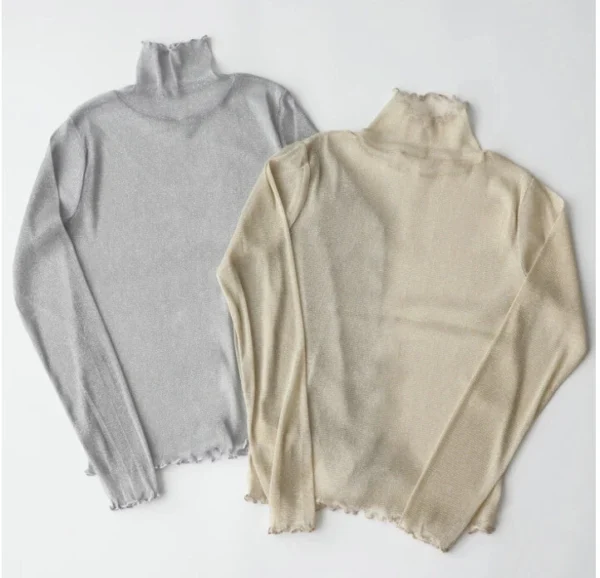 Women's perspective long-sleeved turtleneck bottoming shirt - Image 14