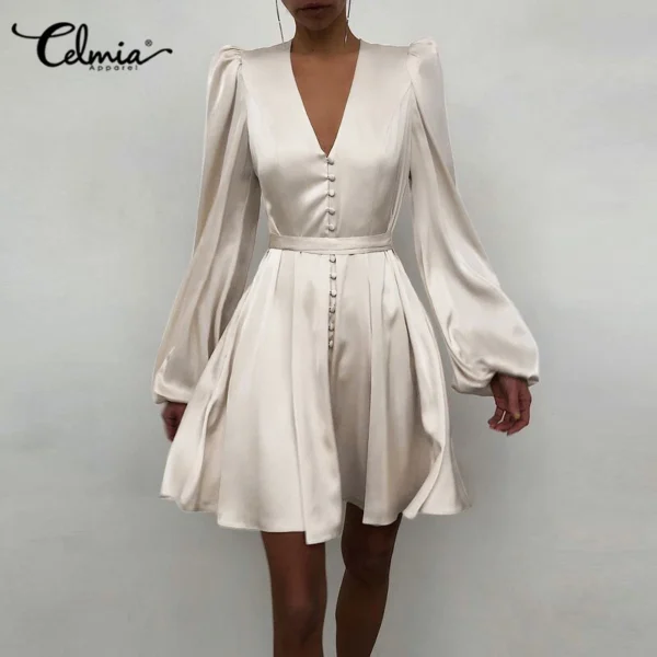 Women's cuff V-neck shirt dress - Image 18