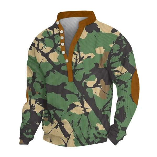 Men's Print Plush Warm Coat Fleece Sweater Casual Coat Pocket Sweater Winter - Image 17