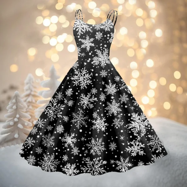 Women's Fashion Christmas Printed Sexy Strapless Gothic Cocktail Dress Punk, - Image 25