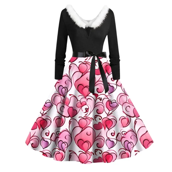Women's Fashion Round Neck Casual Slim  Printed Long Sleeve Dresses - Image 22