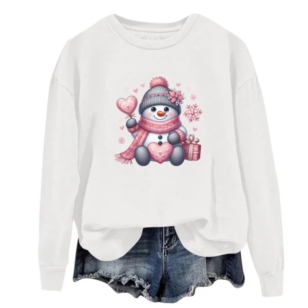 Women's Fashion Casual Round Neck Loose Long Sleeve Solid Color Sweatshirt - Image 5