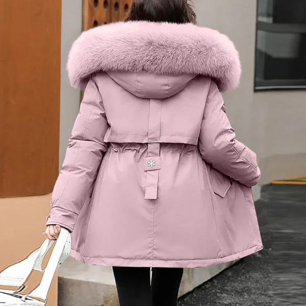 Women's Casual Warm Versatile Large Collar Solid Color Thickened Cotton Coat - Image 11