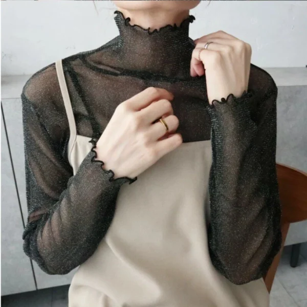Women's perspective long-sleeved turtleneck bottoming shirt