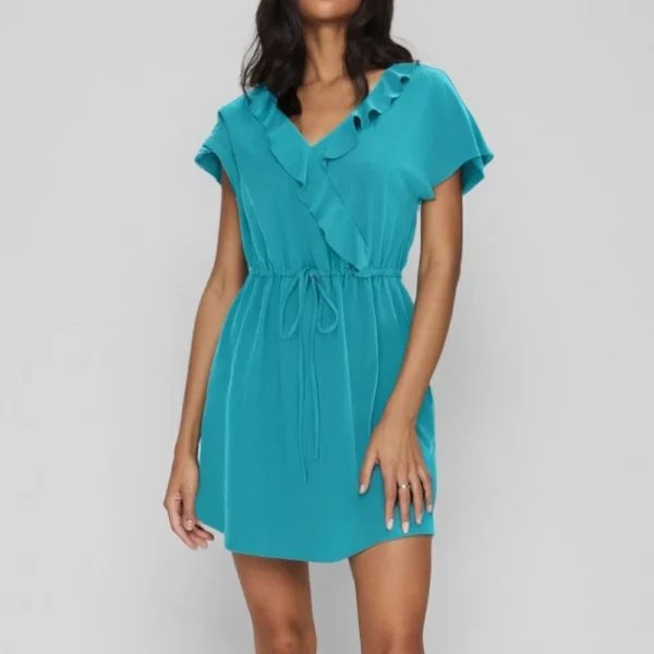 Women's Fashion Casual V-Neck Ruffle Tunic Dresses - Image 19
