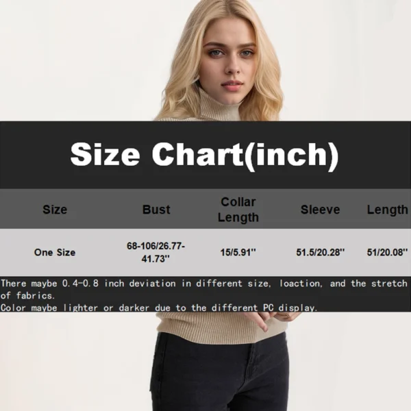 Women's Fashion Casual Solid Color Versatile Knitted High Neck Pullover Sweater - Image 72
