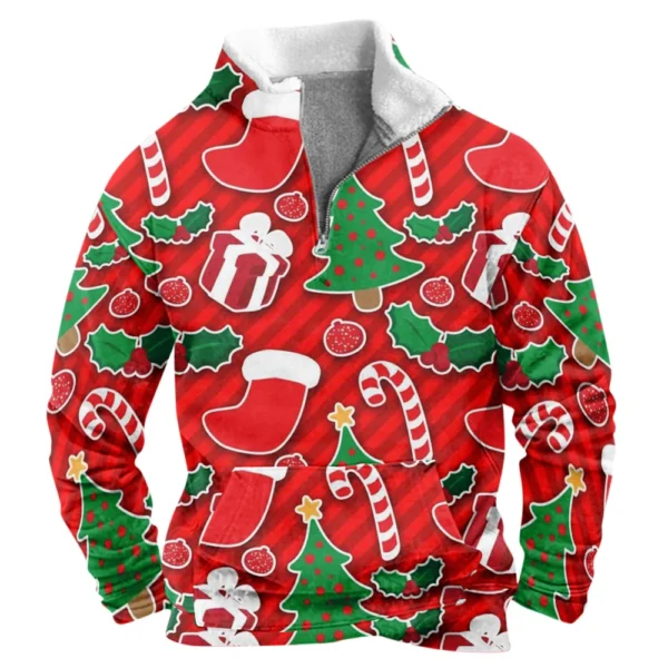 Men's  Loose Casual Fashion Stand Collar Half-Zip Hoodless Sweatshirt - Image 32