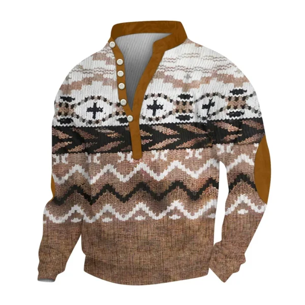 Men's Corduroy Cardigan 6-button Long-sleeved Sweatshirt - Image 22
