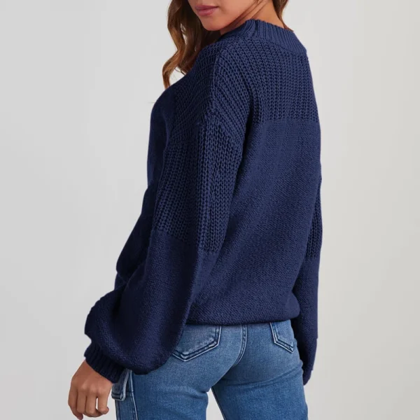 Women's Long Sleeve Winter Season Sweater Sweater Knitted Pullover Round Neck - Image 10