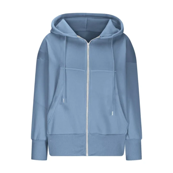Women's Full Zip Up Hoodie Long Sleeve Hooded Sweatshirts Pockets Jacket Coat - Image 31