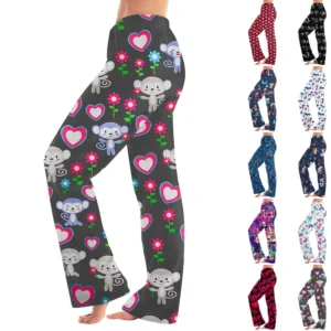 Women Winter Plaid Pants Full Length Long Trousers Sports Pants